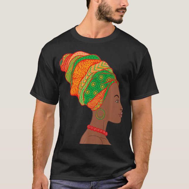Camiseta Dashiki, mujer africana de historia negra (Anverso)