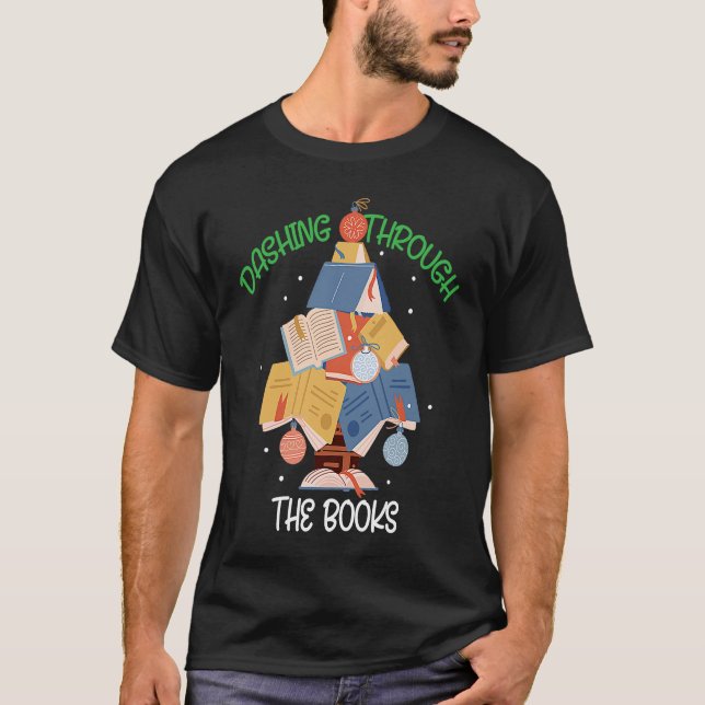 Camiseta Dashing Books Christmas Xmas Holiday Love Reading (Anverso)