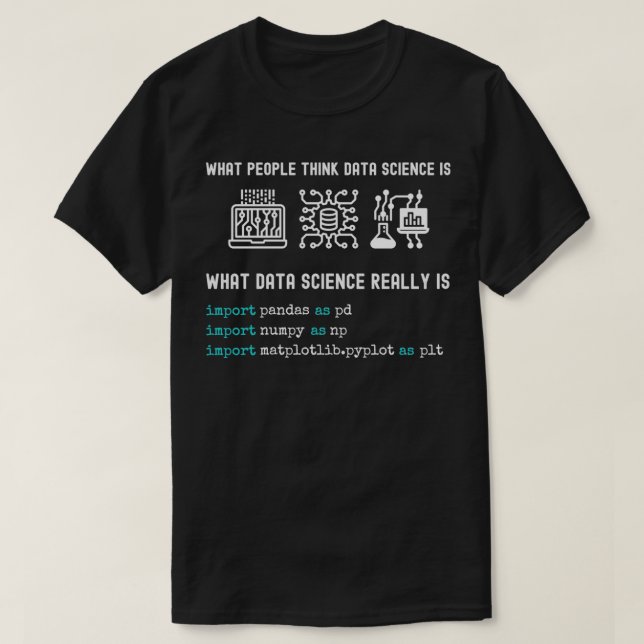 Camiseta Data Science python programación numpy pandas matp (Diseño del anverso)