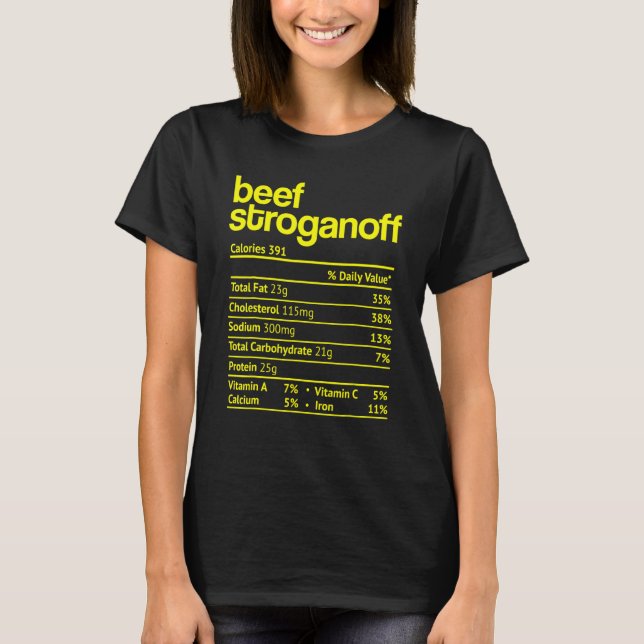 Camiseta Dato nutricional de Beef Stroganoff Día de Acción  (Anverso)