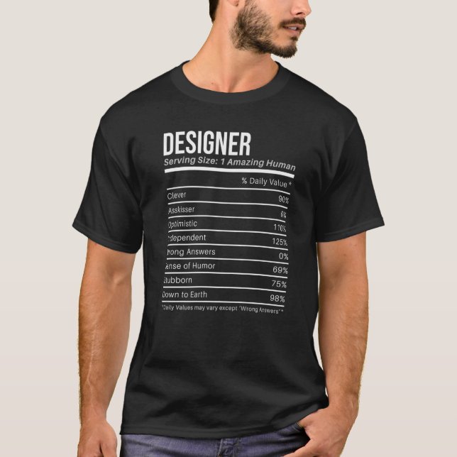 Camiseta datos de nutrición de los valores nutricionales de (Anverso)