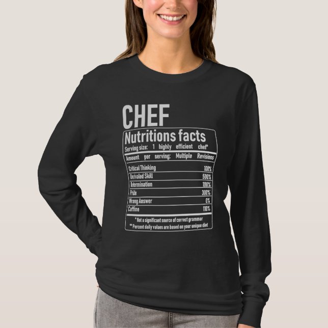 Camiseta Datos de nutrición del chef Ropa exterior de cocin (Anverso)