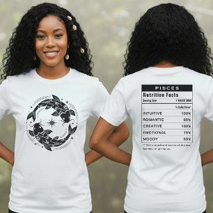 Camiseta Datos de nutrición del signo zodiacal Piscis