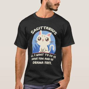 Camiseta Datos de Sagitario Gato Drama Astrología Cumpleaño