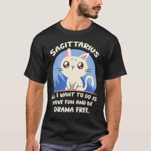 Camiseta Datos de Sagitario Gato Drama Astrología Cumpleaño