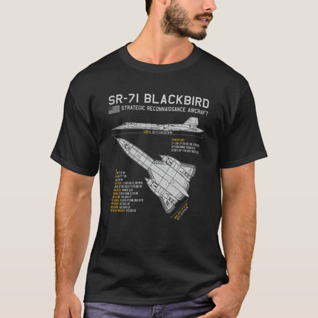 Camiseta Datos del plan de vuelo de espía SR-71 Blackbird A (Anverso)
