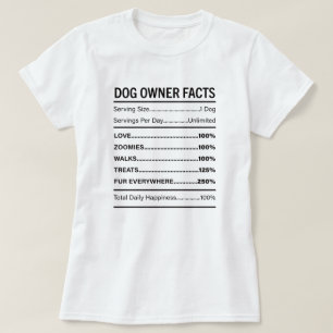 Camiseta Datos Divertidos Dueño de Perro Etiqueta Nutricion