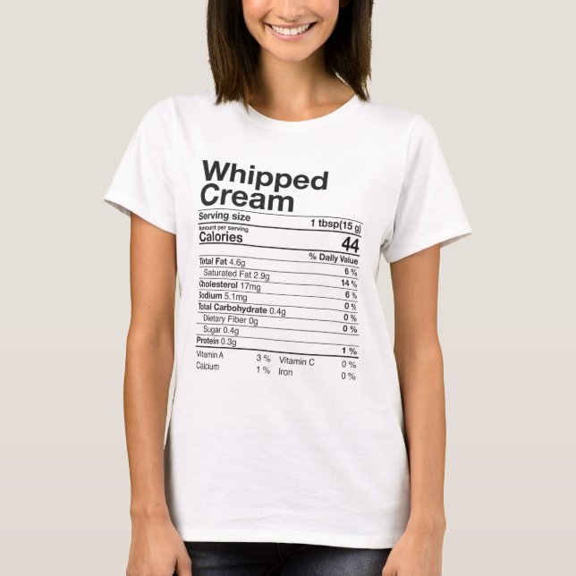 Camiseta Datos Nutricionales de Crema Batida Regalo de Acci (Anverso)