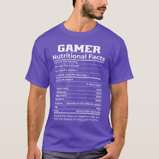Camiseta Datos Nutricionales de Jugador Divertido Video Jue