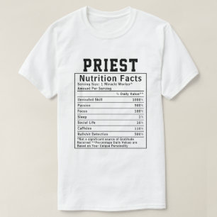 Camiseta Datos Nutricionales de Sacerdote Divertido Regalo