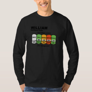 Camiseta Datos nutricionales de William para hombres Willia