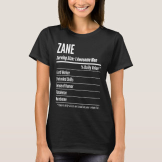 Camiseta Datos Nutricionales de Zane Tamaño de la Porción C