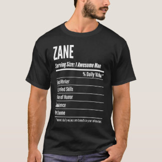 Camiseta Datos Nutricionales de Zane Tamaño de la Porción C