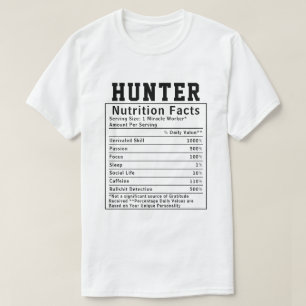 Camiseta Datos Nutricionales del Cazador Divertido Entusias