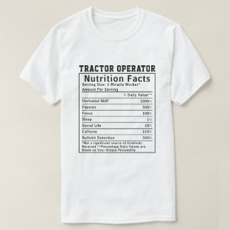 Camiseta Datos Nutricionales del Operador de Tractor Divert
