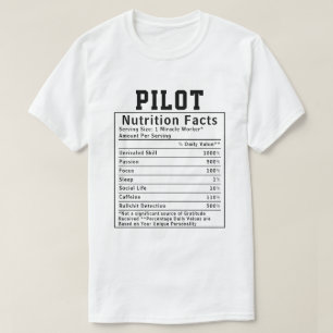 Camiseta Datos Nutricionales del Piloto Divertido Regalo pa