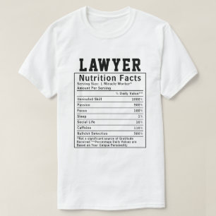 Camiseta Datos Nutricionales Divertidos para Abogados Profe