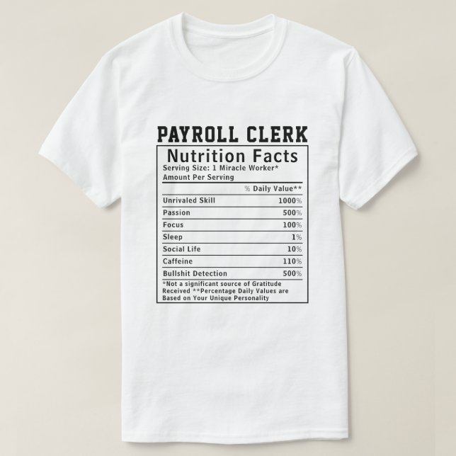 Camiseta Datos Nutricionales Divertidos para Asistente de N (Diseño del anverso)