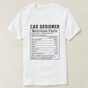 Camiseta Datos nutricionales divertidos para diseñador CAD