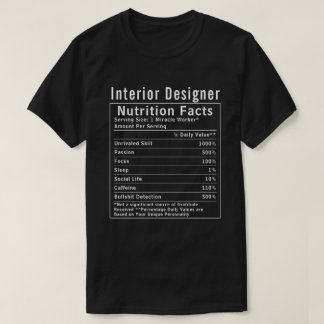 Camiseta Datos Nutricionales Divertidos para Diseñadores de