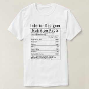 Camiseta Datos Nutricionales Divertidos para Diseñadores de