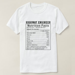 Camiseta Datos Nutricionales Divertidos para Ingeniero de C