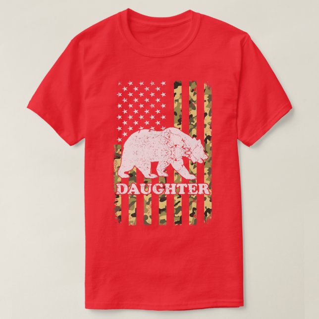 Camiseta Daughter Bear Camping Hiking Camouflage USA Americ (Diseño del anverso)