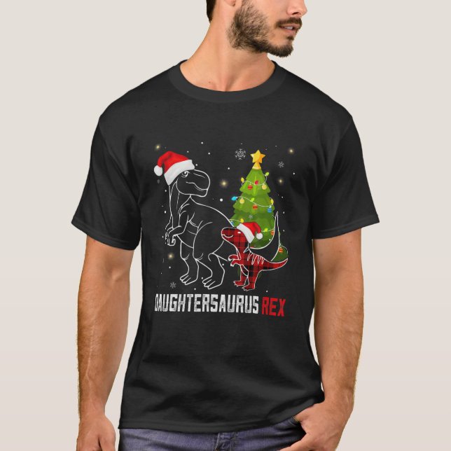 Camiseta Daughtersaurus Rex Dinosaur Red Plaid Christ (Anverso)
