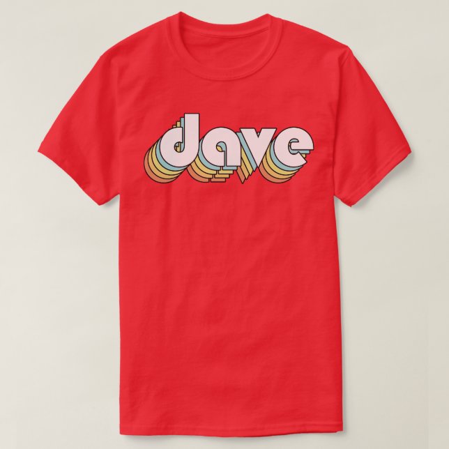Camiseta Dave Retro Estilo de tipografía arcoiris oscuro (Diseño del anverso)