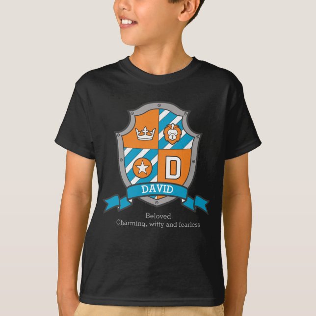 Camiseta David boys D nombre y significa escudo de caballer (Anverso)