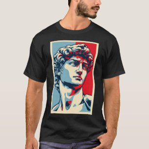 Camiseta David Michelangelo en Pop Art: Retrato Azul-Rojo