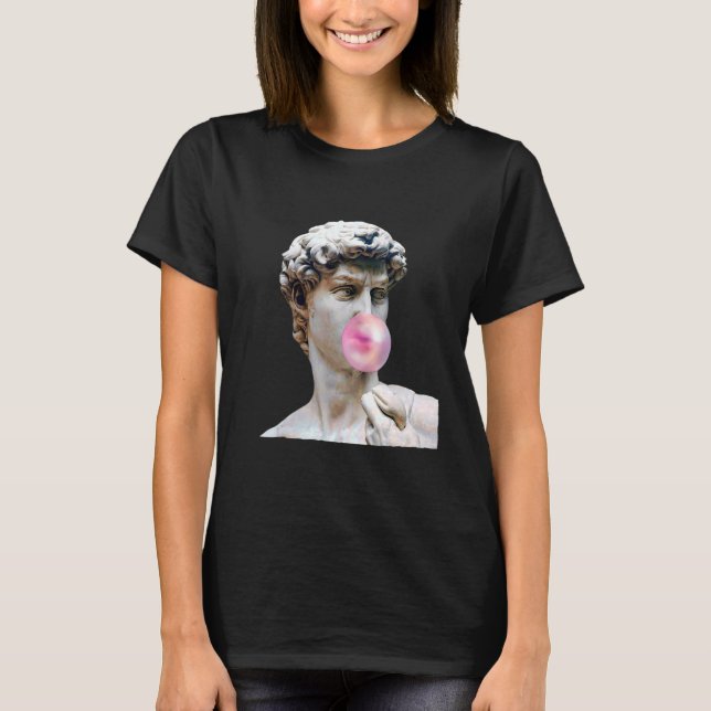 Camiseta David Michelangelo masticando estatua de goma de m (Anverso)