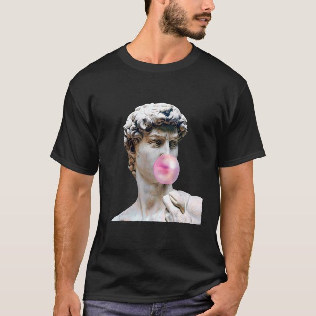 Camiseta David Michelangelo masticando estatua de goma de m (Anverso)