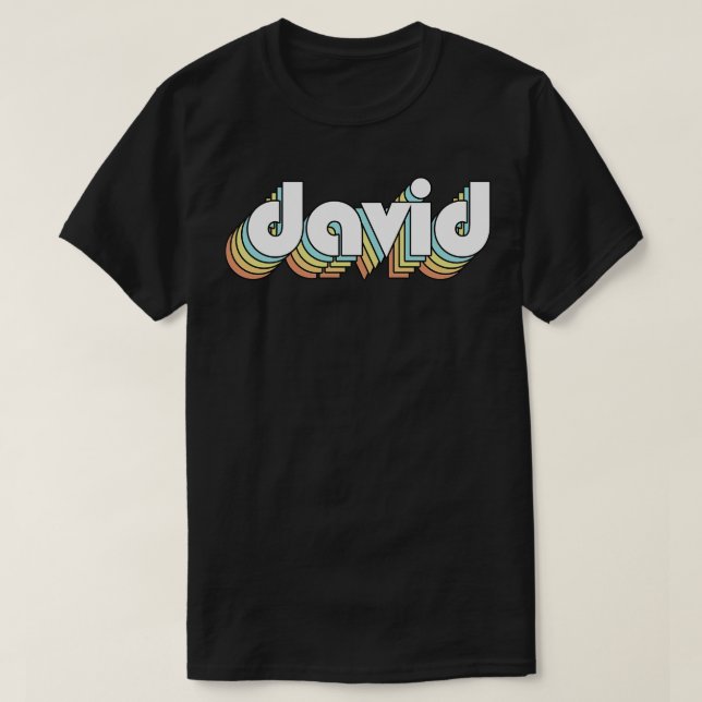 Camiseta David Retro Estilo de Tipografía Arcoiris Faded (Diseño del anverso)