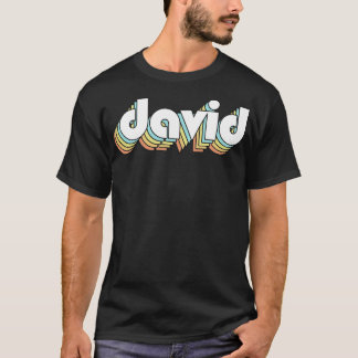 Camiseta David Retro Estilo de Tipografía Arcoiris Faded
