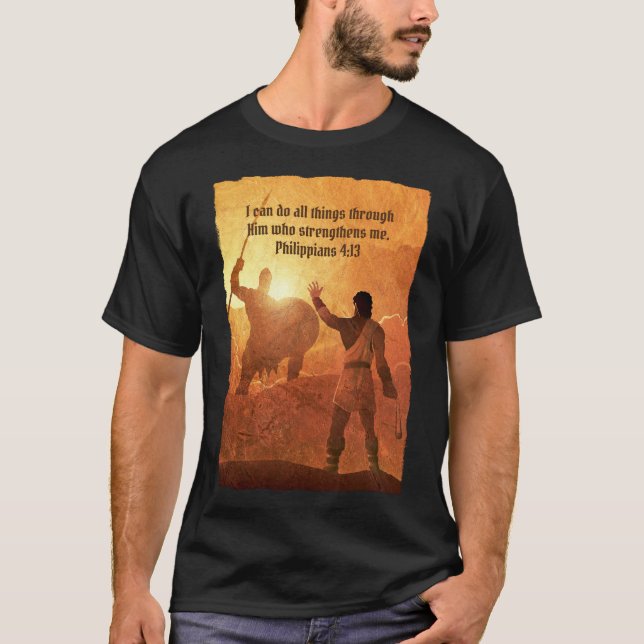 Camiseta David y Goliat | Biblia Verse Negro (Anverso)
