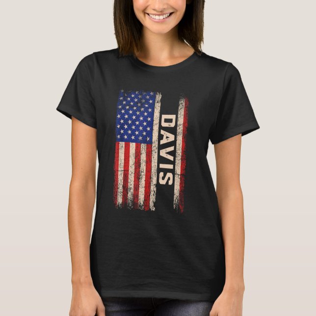 Camiseta Davis Apellido Shirt Davis Nombre Bandera American (Anverso)