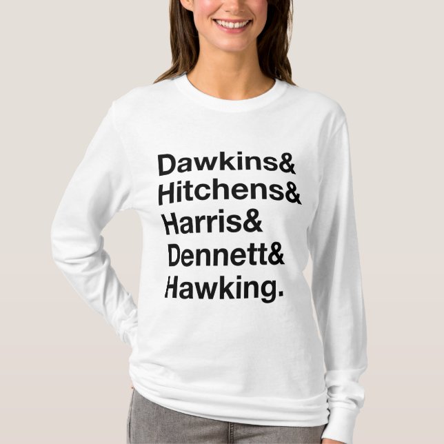 Camiseta Dawkins&Hitchens&Harris&Dennett&Hawking - ciencia (Anverso)