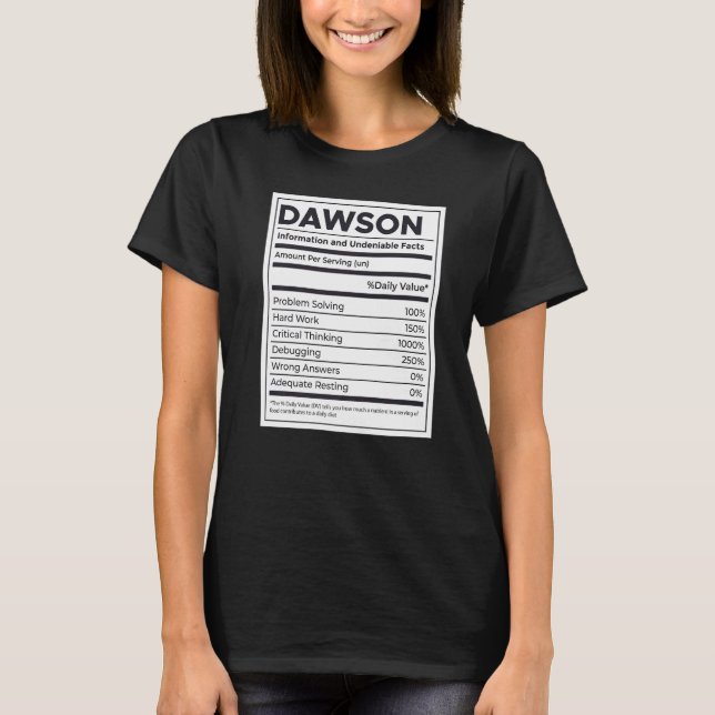 Camiseta Dawson Nutrition Information Problement Soluciona  (Anverso)