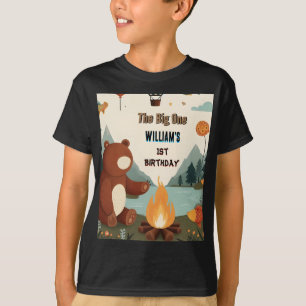 Camiseta Day Brown Fun Fish Boy Cute bebé oso Primer cumple