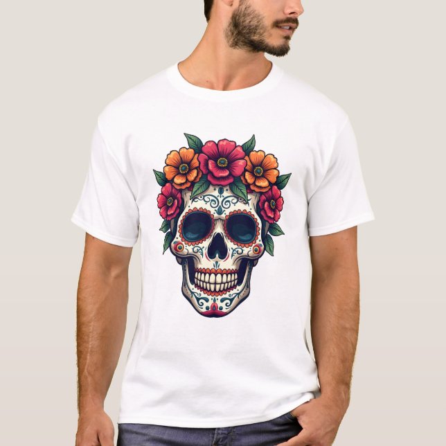 Camiseta Day of the Dead Sugar Skull � Dia de los Muertos S (Anverso)