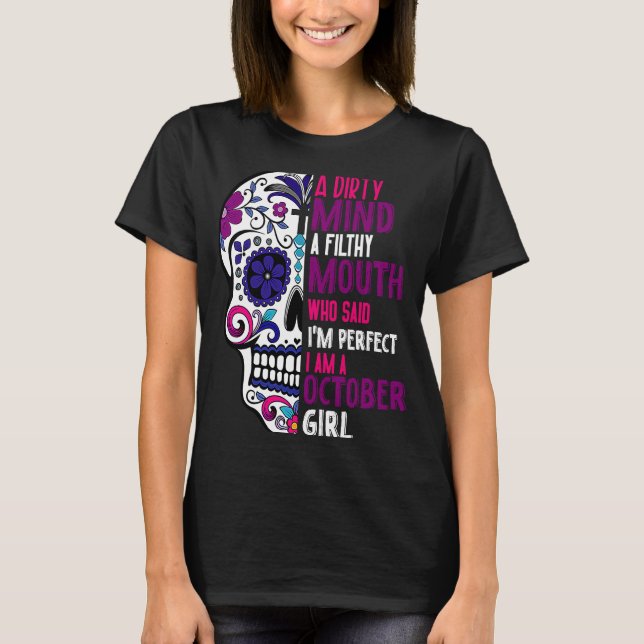 Camiseta Day Of The Dead Sugar Skull  October GIrl Womens (Anverso)