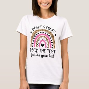 Camiseta Day Rock The Test Rainbow Teacher Funny Testing Da