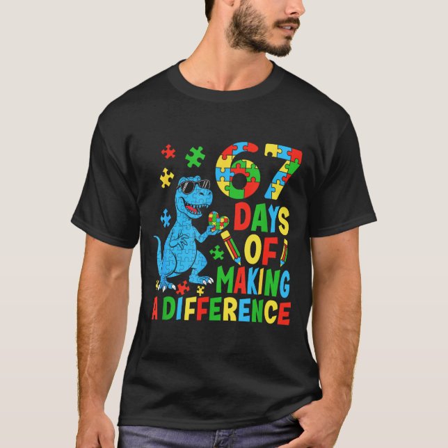 Camiseta Days Of Making A Difference Dinosaur Autism Teache (Anverso)