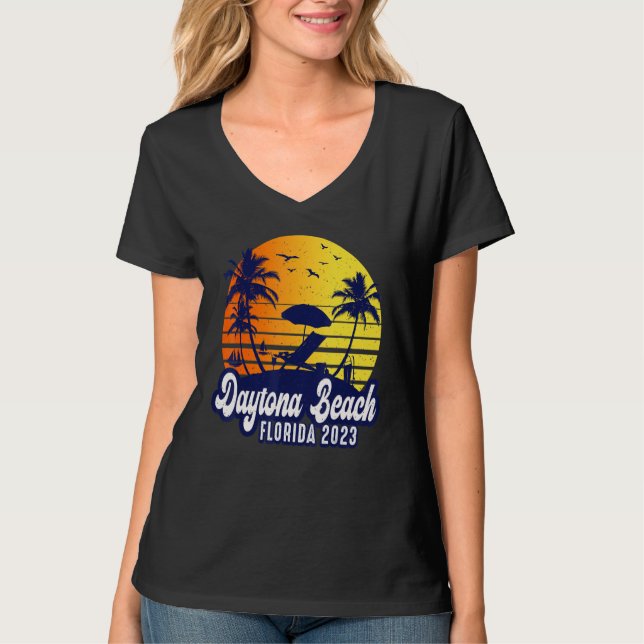 Camiseta Daytona Beach 2023 Florida Sunset Beach Retro (Anverso)