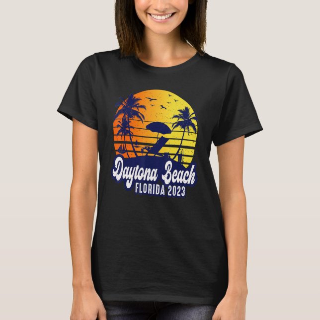 Camiseta Daytona Beach 2023 Florida Sunset Beach Retro (Anverso)