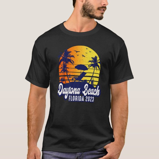 Camiseta Daytona Beach 2023 Florida Sunset Beach Retro Prem (Anverso)