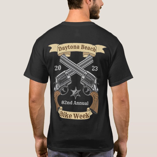 Camiseta Daytona Beach Bike Week 2023 Pistolas Cruzadas (Reverso)