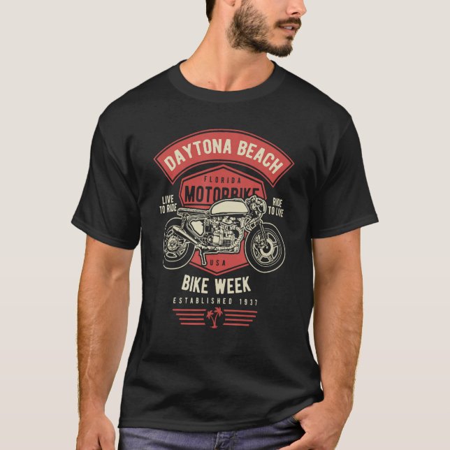 Camiseta Daytona Beach Bike Week Retro Motorcycle 2 (Anverso)