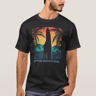 Camiseta Daytona Beach Florida Fl Palm Tree Surfboard